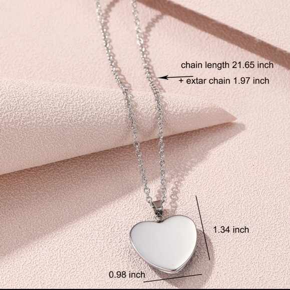cute butterfly heart charm with silvertone necklace - Picture 3 of 3